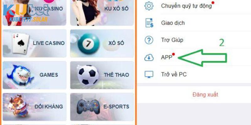 Hướng dẫn tải app KUBET77